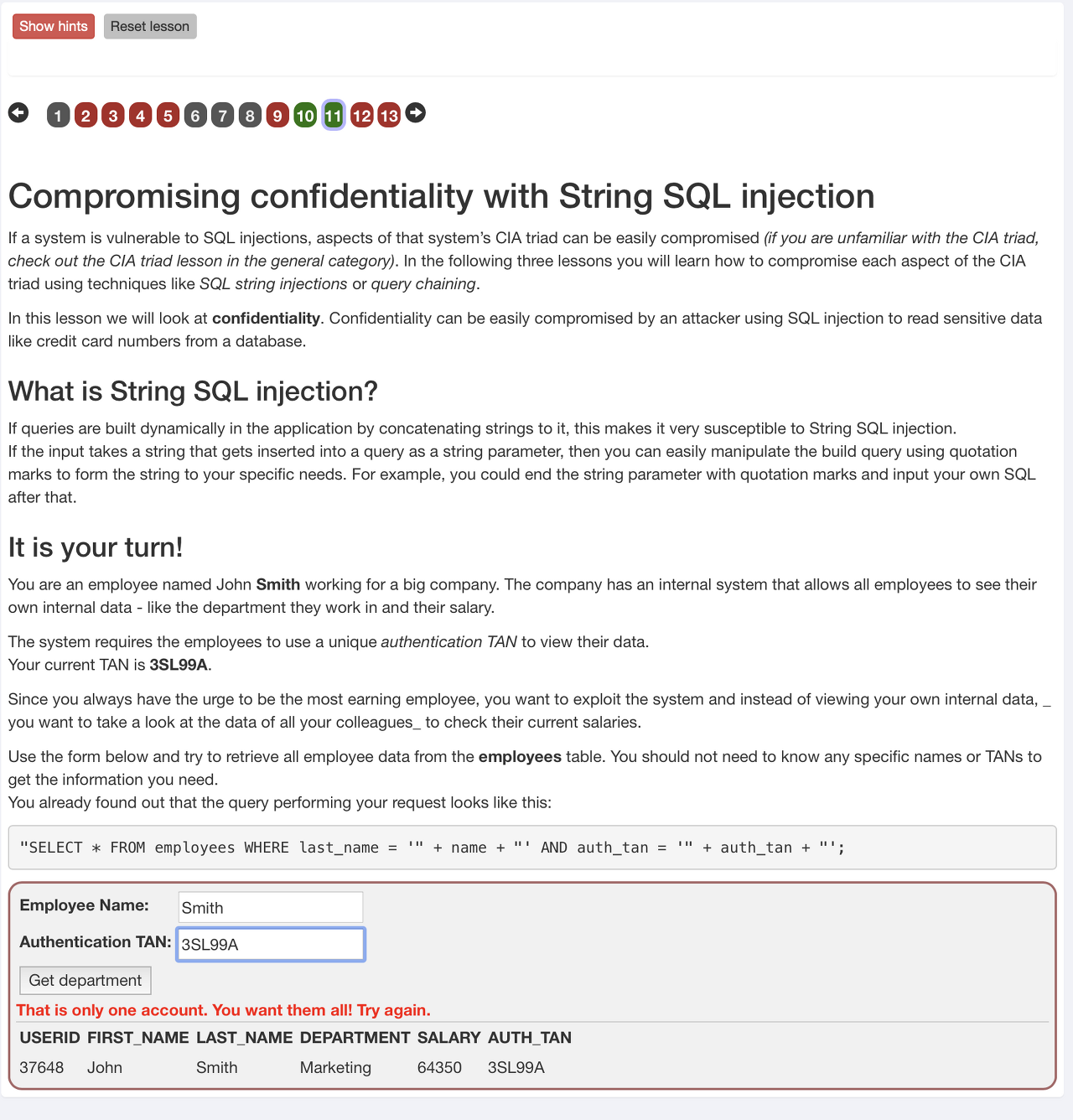 String SQL Injection 3