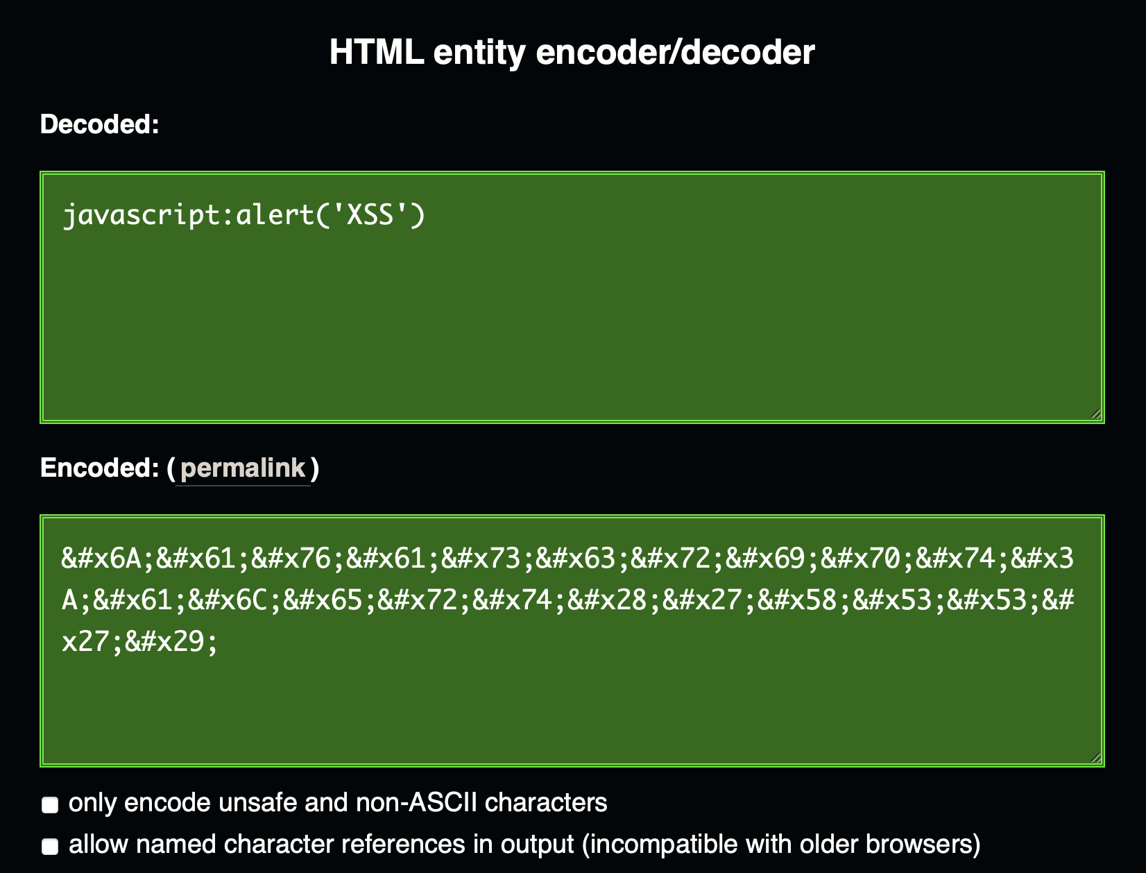 XSS Code ASCII Encode