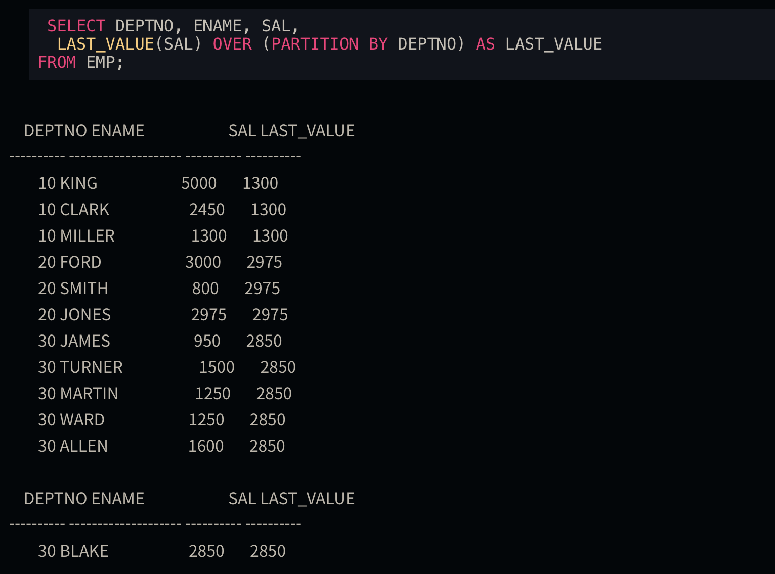 Window Function LAST_VALUE