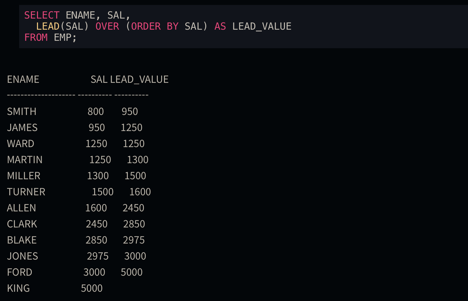 Window Function LEAD