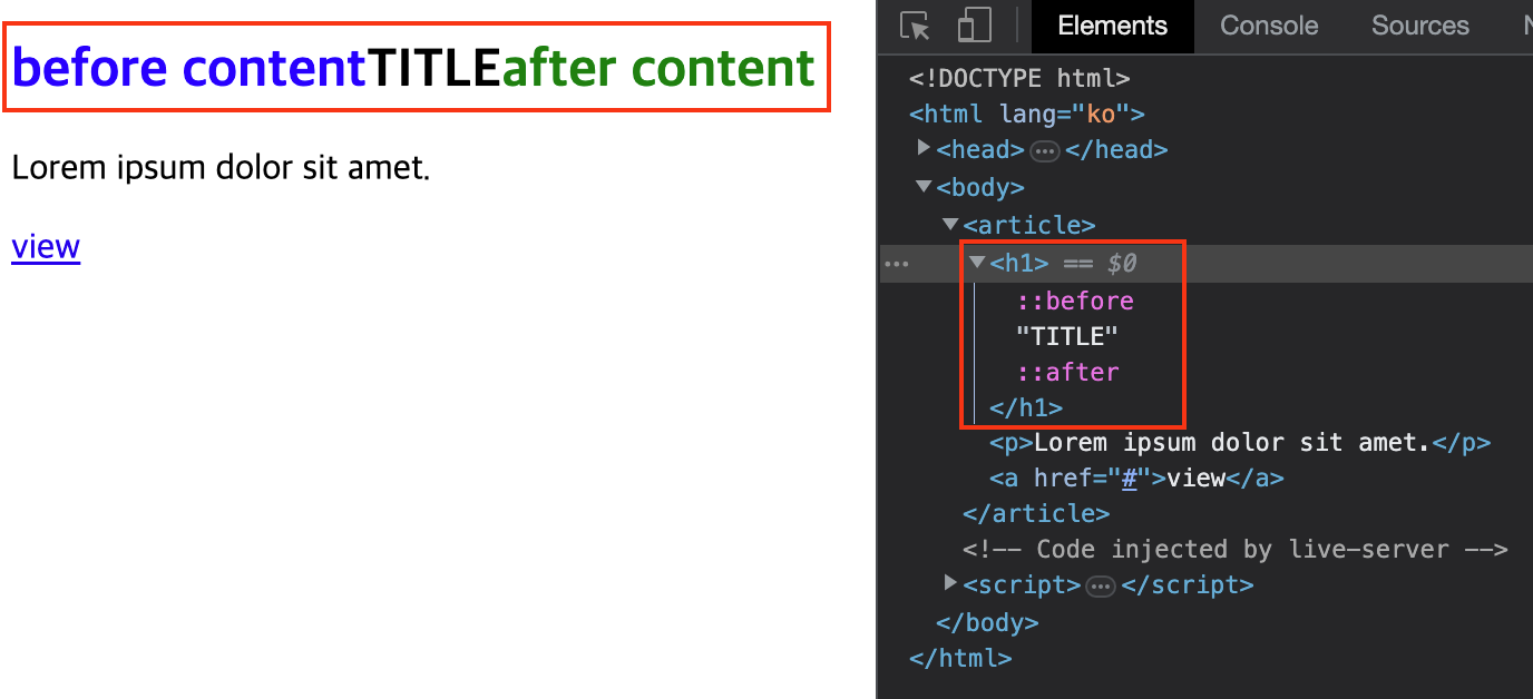 Pseudo Classes before after